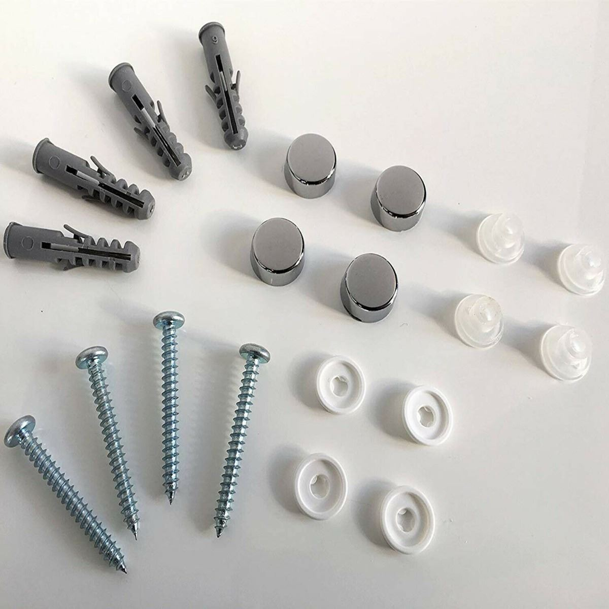 DRILLED MORRORS SPARES-screws raw plugs and chrome caps