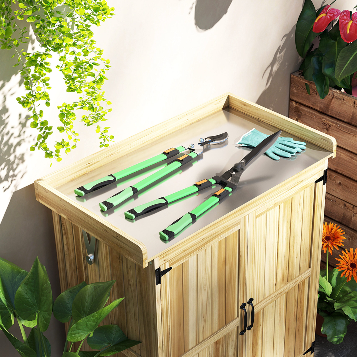 Outsunny 2 Pcs Garden Shears Set with Telescopic Extendable Handles