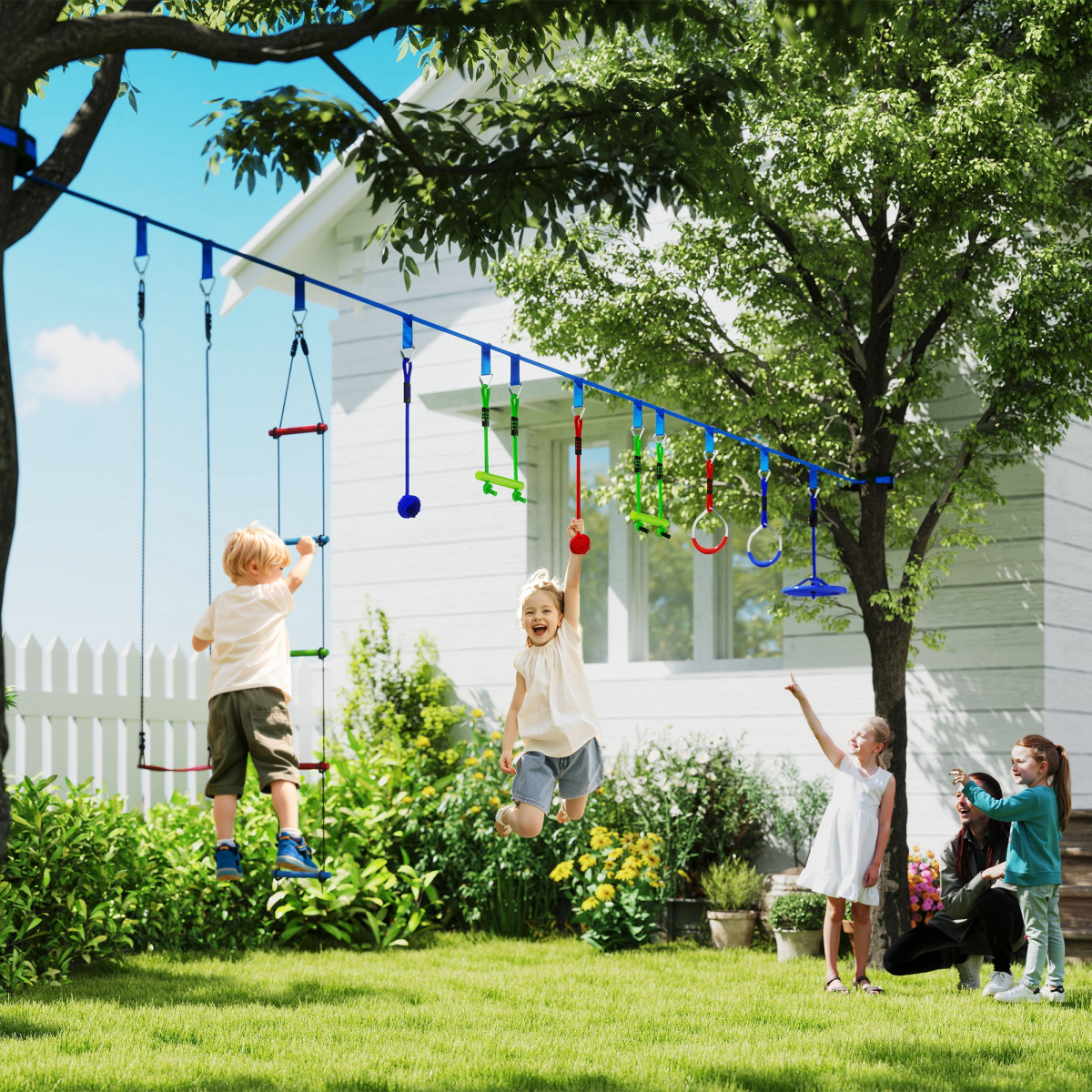Multicoloured Zipline Kit - Safe Outdoor Fun for Children Aged 3-6