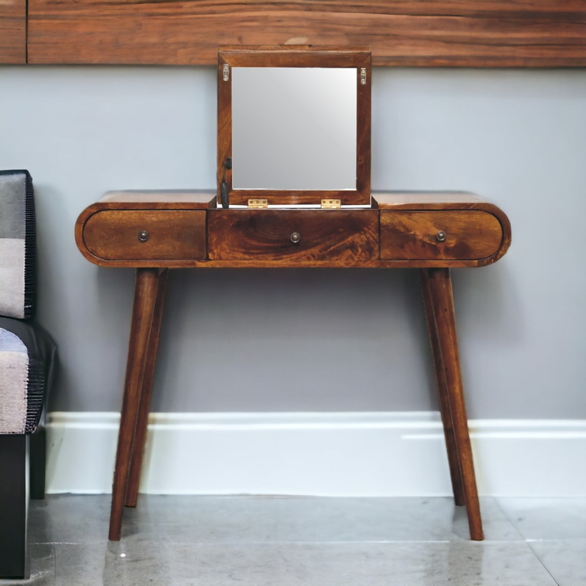 Artisan Furniture Solid Wood Chestnut Mirror Dressing Table