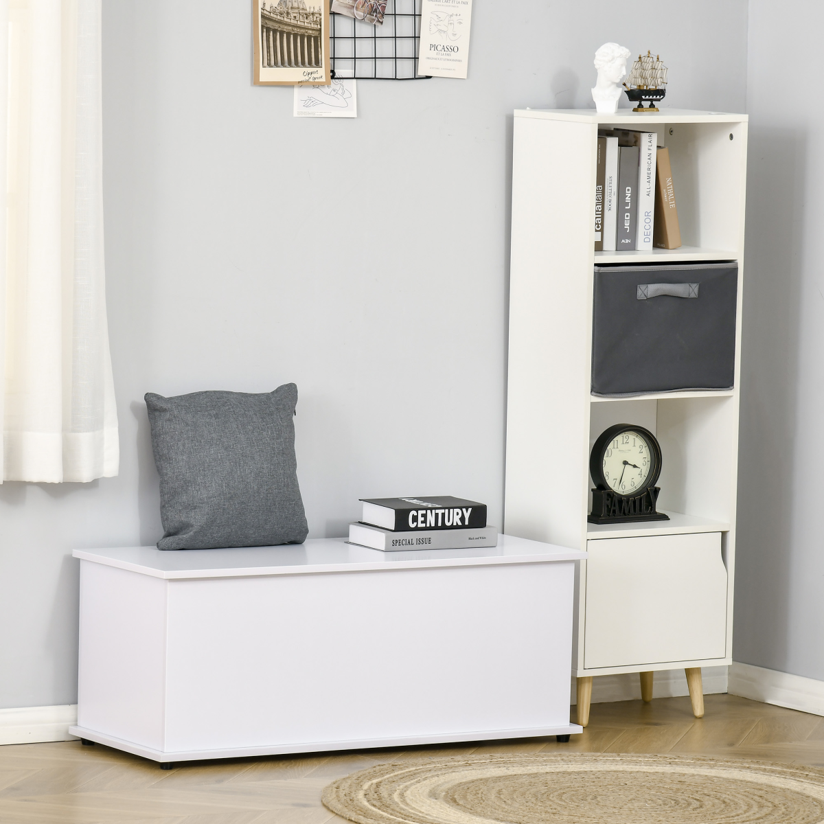 Storage Box Chest  Lid Keepsake Spacious Collection Chipboard -White