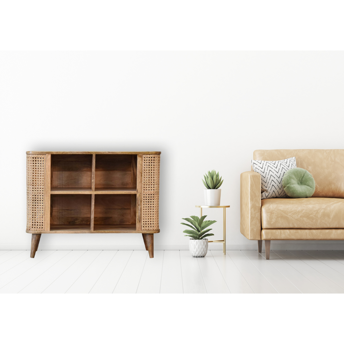 Artisan Furniture Solid Mango Wood Larissa Open Double Cabinet