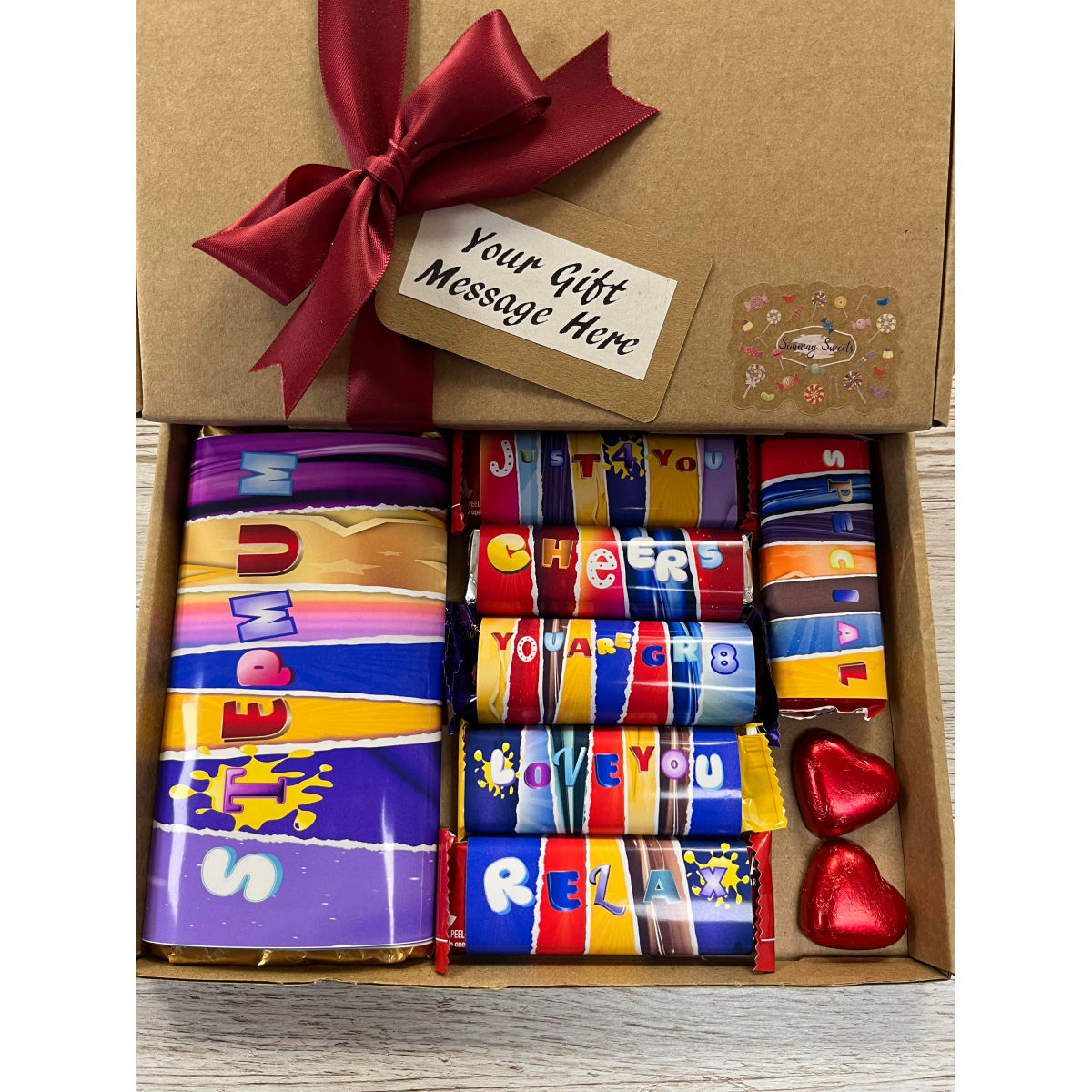 Mothers Day Gift Box With Fun Chocolate Bar Wrappers - Step Mum