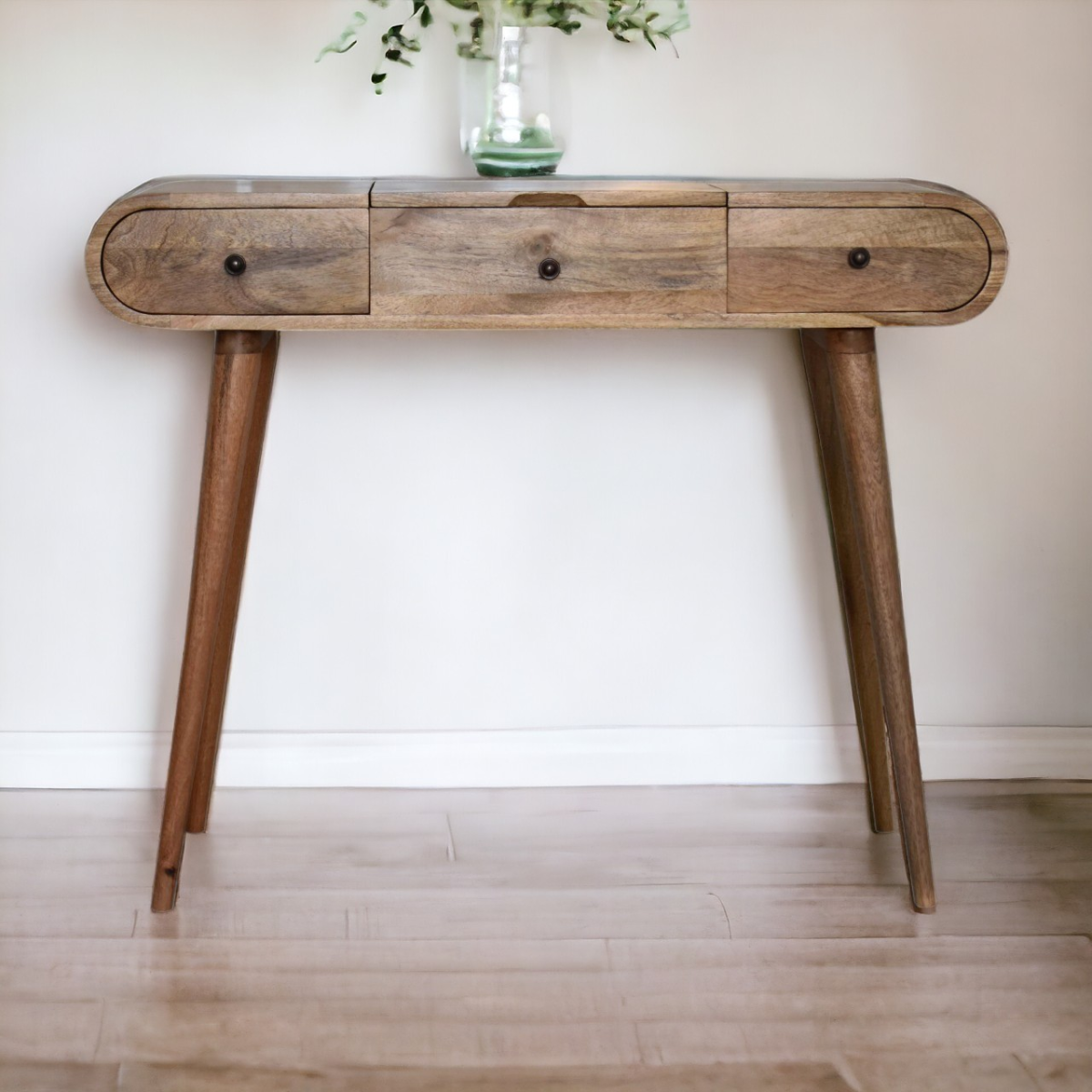 Artisan Furniture Solid Mango Wood Oak-ish Round Dressing Table 100x80x40 cm