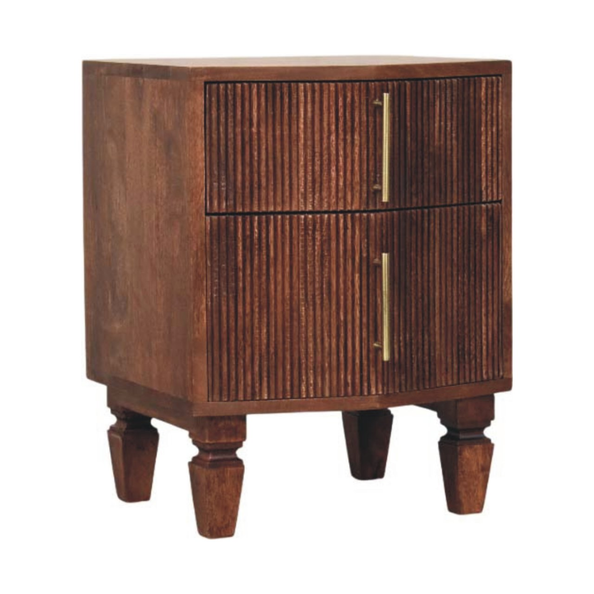 Artisan Furniture Solid Wood Harper Nightstand, 2 Drawers, Dark Brown
