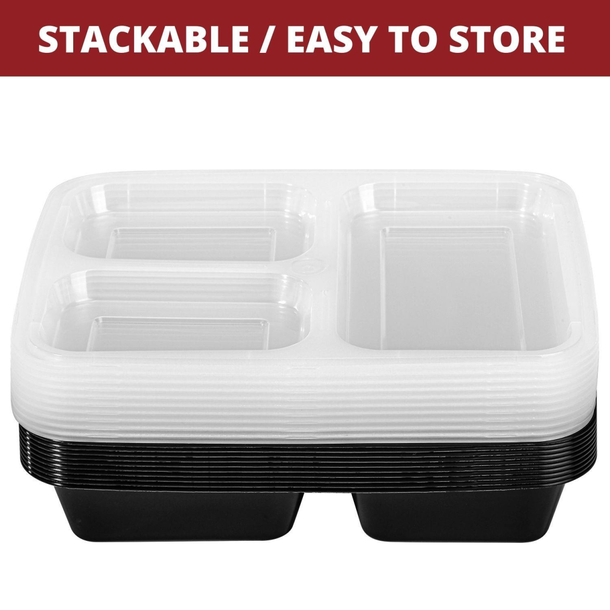VINSANI 30pk 3 COMPARTMENTS MEAL PREP CONTAINERS 1010478