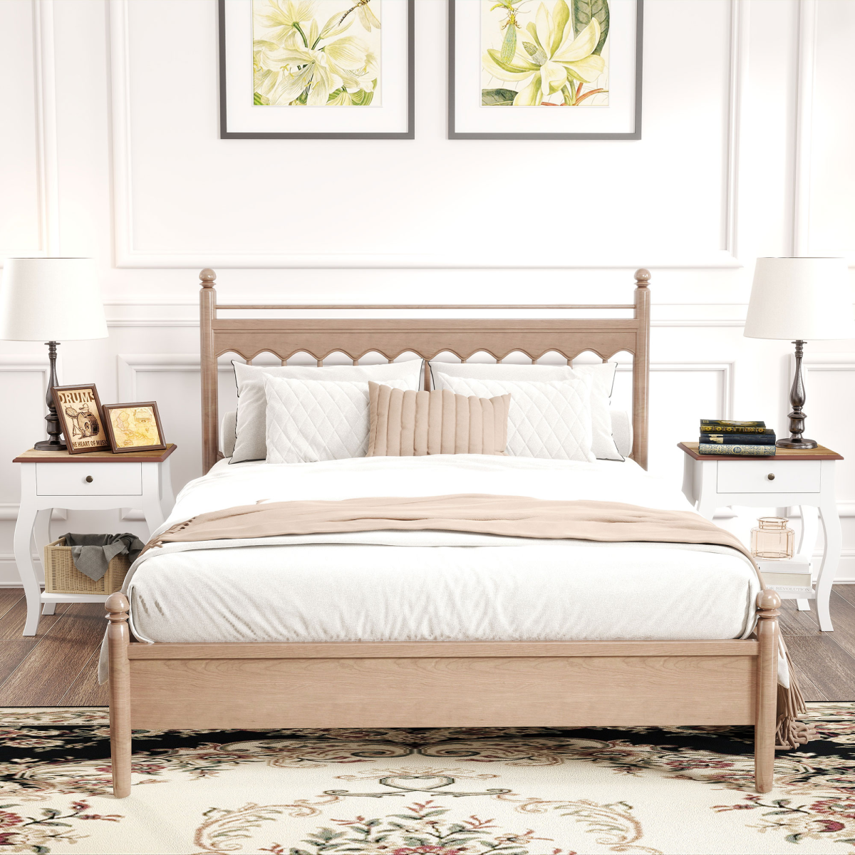 HOMCOM Bedside Tables Set of 2, Bedside Cabinets with Drawer, Shelf, White