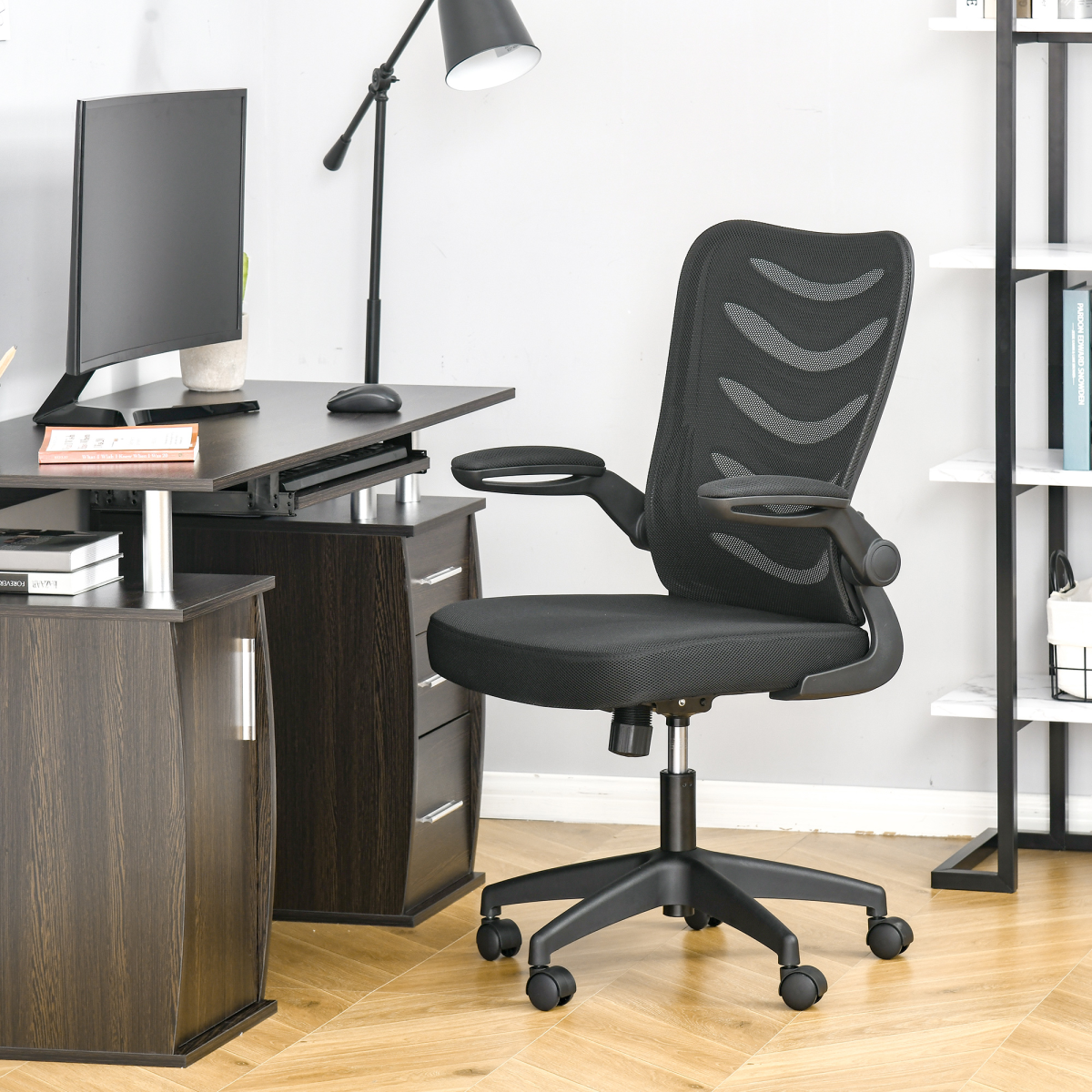 Mesh Office Chair Home Swivel Task Chair  Lumbar Support, Arm, Black Vinsetto