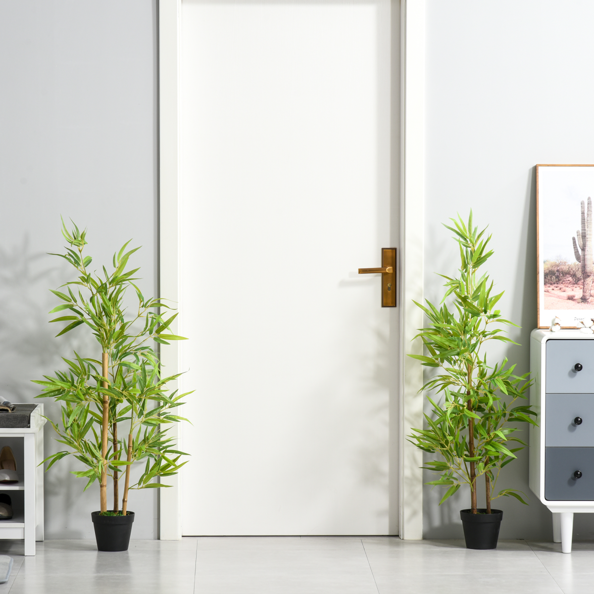 Outsunny Set of 2 120cm/4FT Artificial Bamboo Trees Plant w/ Pot Indoor