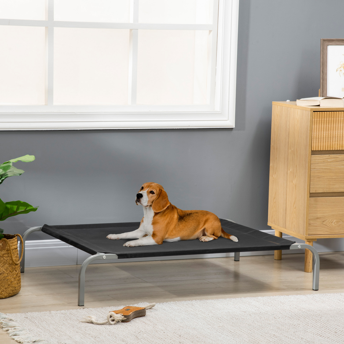 Cooling Pet Bed Elevated Dog Bed with Non-slip Pads for Large Dogs Pawhut