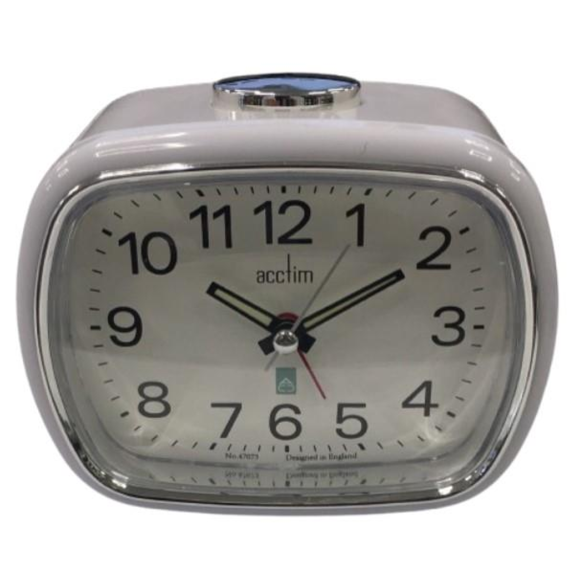 Acctim Camille Analogue Quartz Luminous Hands Chrome Bezel Alarm Clock White