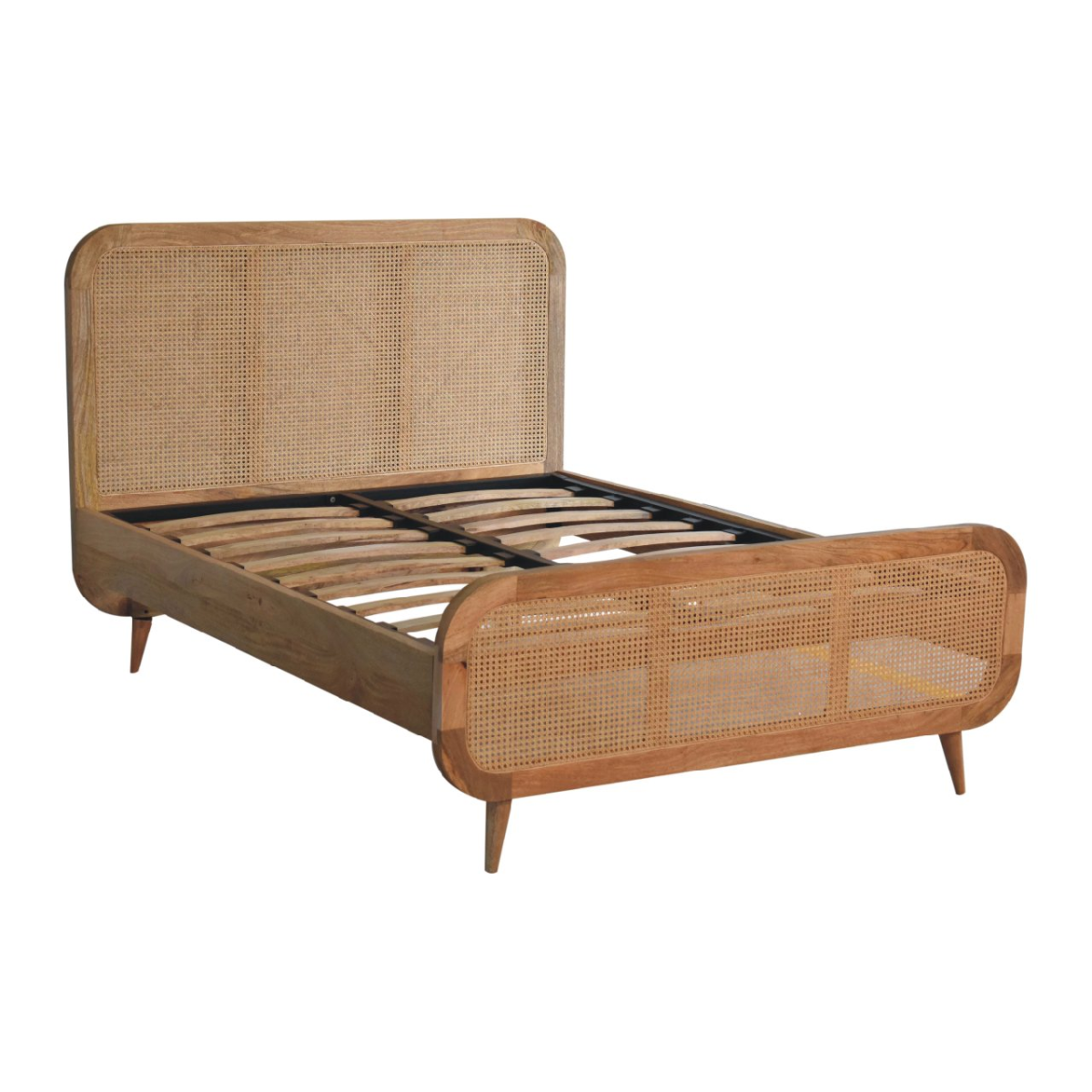 Artisan Furniture Solid Wood Rattan Bed, Beige