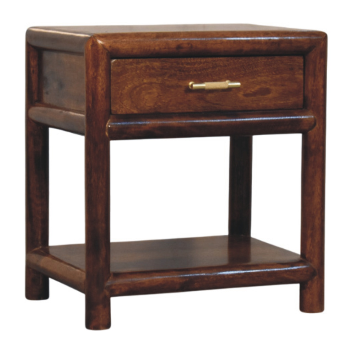 Artisan Furniture Solid Wood Regency Chestnut Nightstand, 1 Drawer, 1 Shelf, Dark Brown