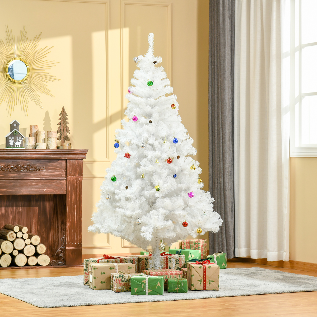 6ft Snow Artificial Christmas Tree Metal Stand Elegant Faux White
