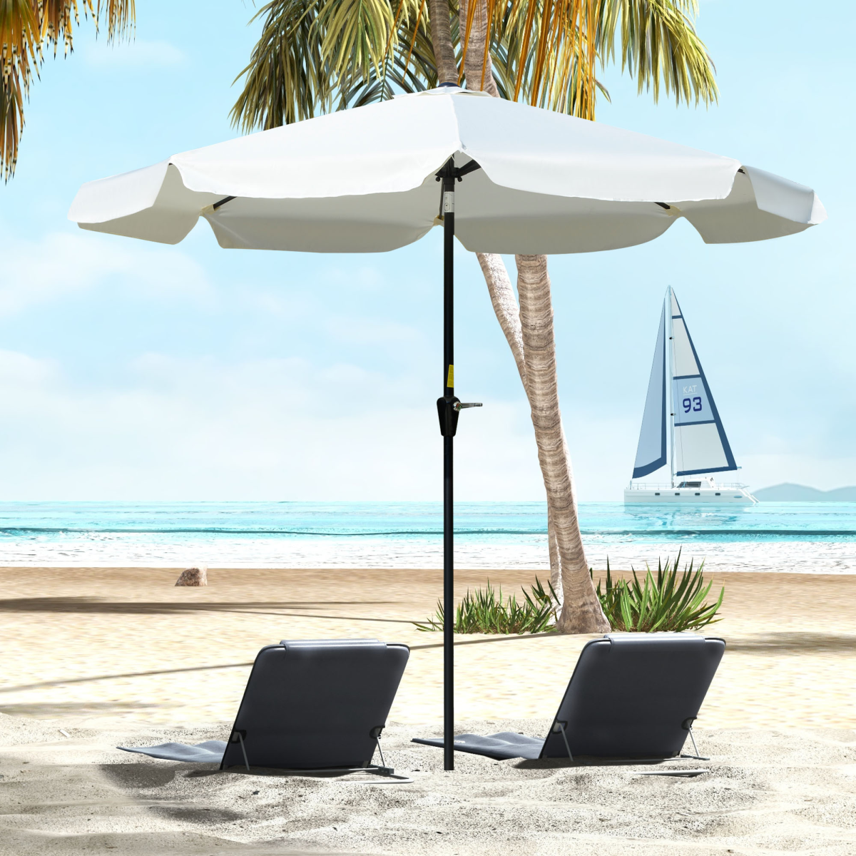 2.66m Patio Umbrella Parasol Outdoor Cream White