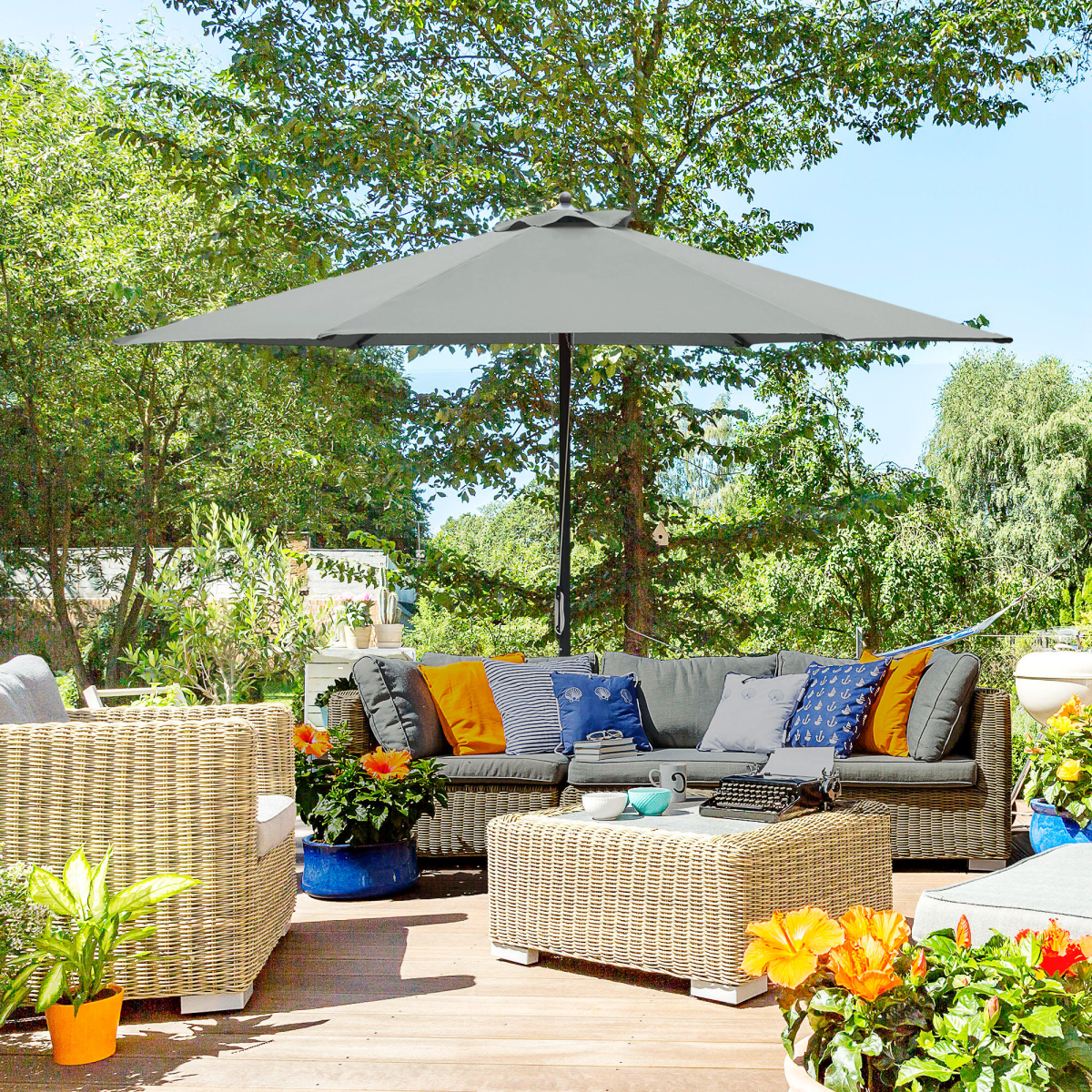 2.8m Umbrella Parasol Dark Grey BASE NOT INCLUDED
