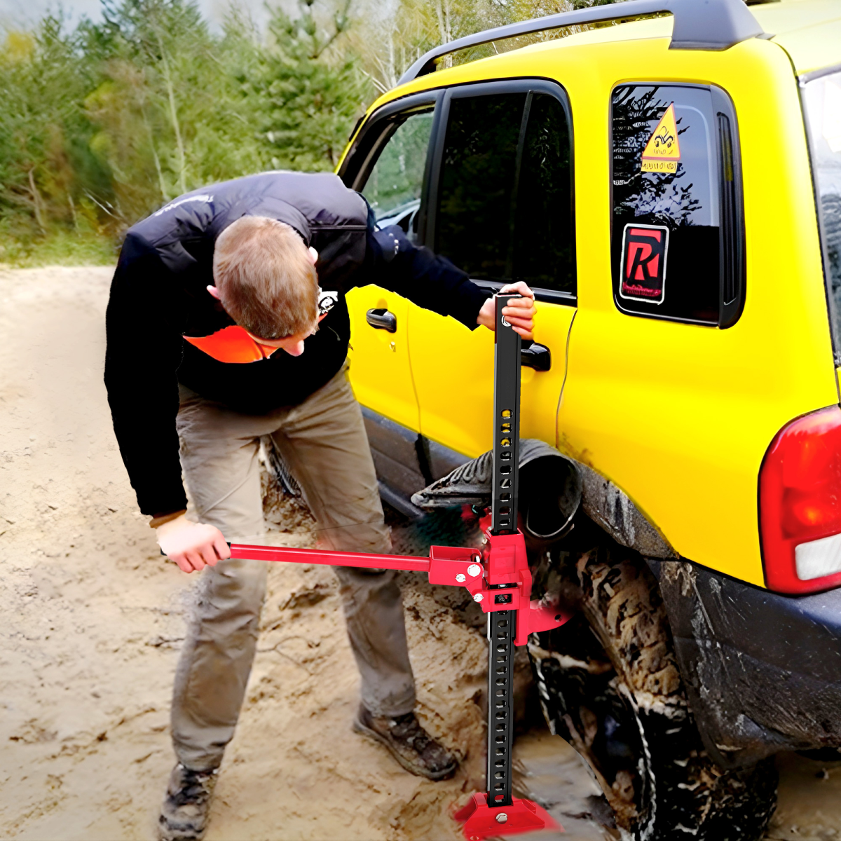 HOMCOM 33" 3 Tonne High Lift Farm Jack for 4x4 Tractors Trucks, Red