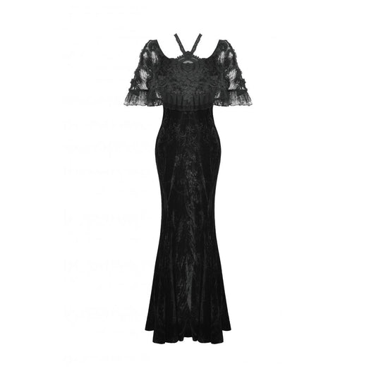 Dark in Love Alazne Dark Rose Embroidered Layered Mermaid Maxi Dress