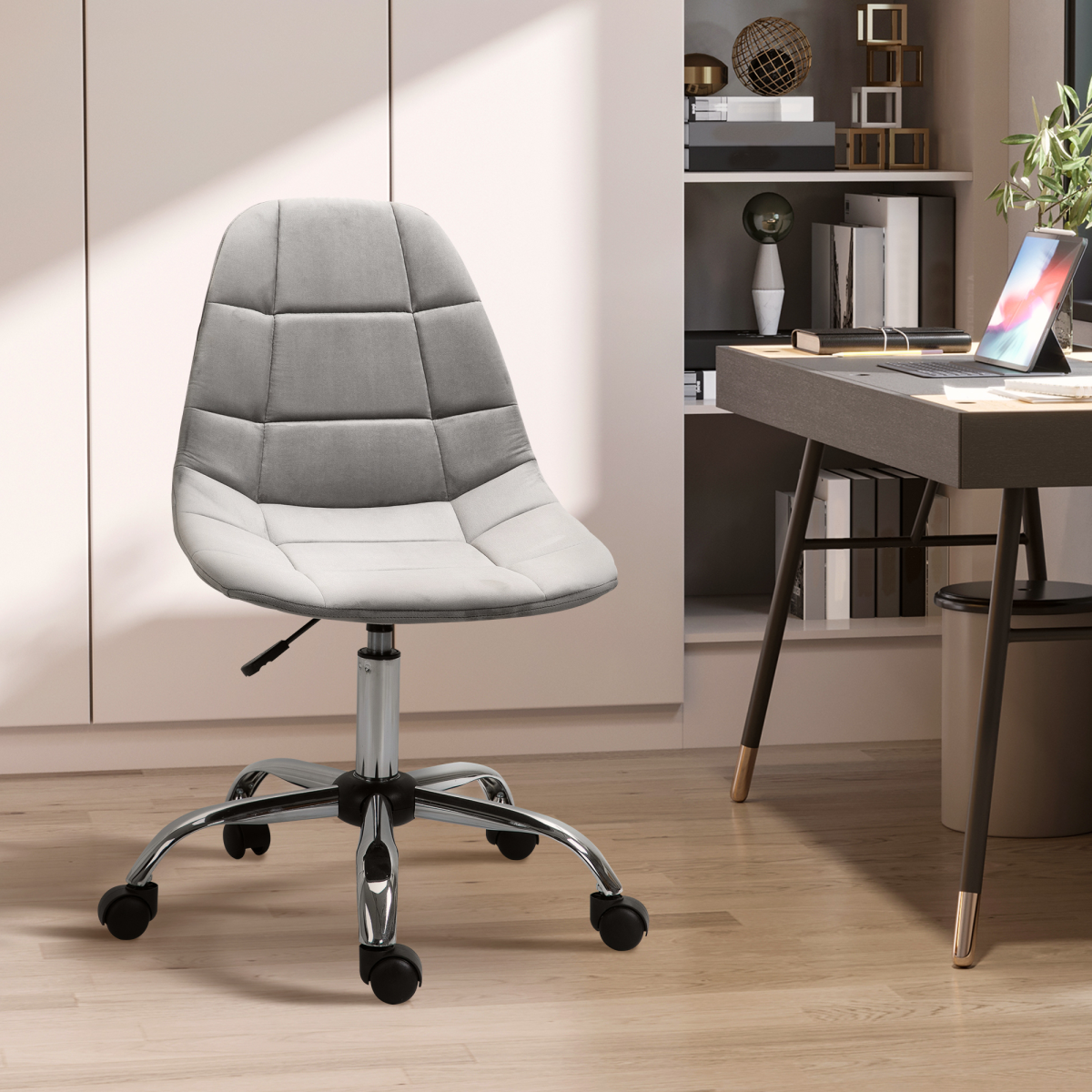 Ergonomic Office Chair with Adjustable Height for Home Office, Grey Vinsetto