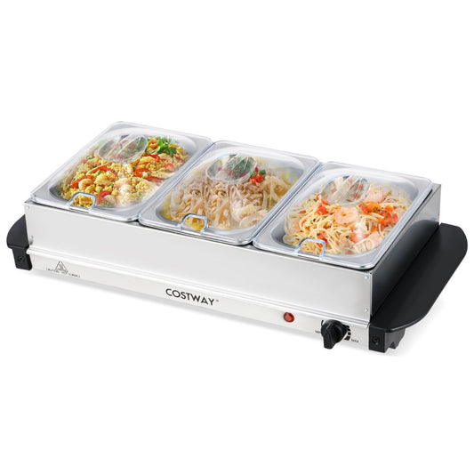 2 in 1 Electric Buffet Server Food Warmer with 3 x 1.4L Removable Trays