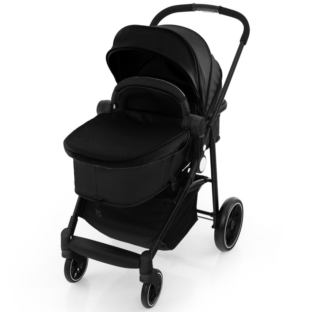 2 in 1 High Landscape Stroller with Reversible Seat and Adjustable Backrest and Canopy-Grey