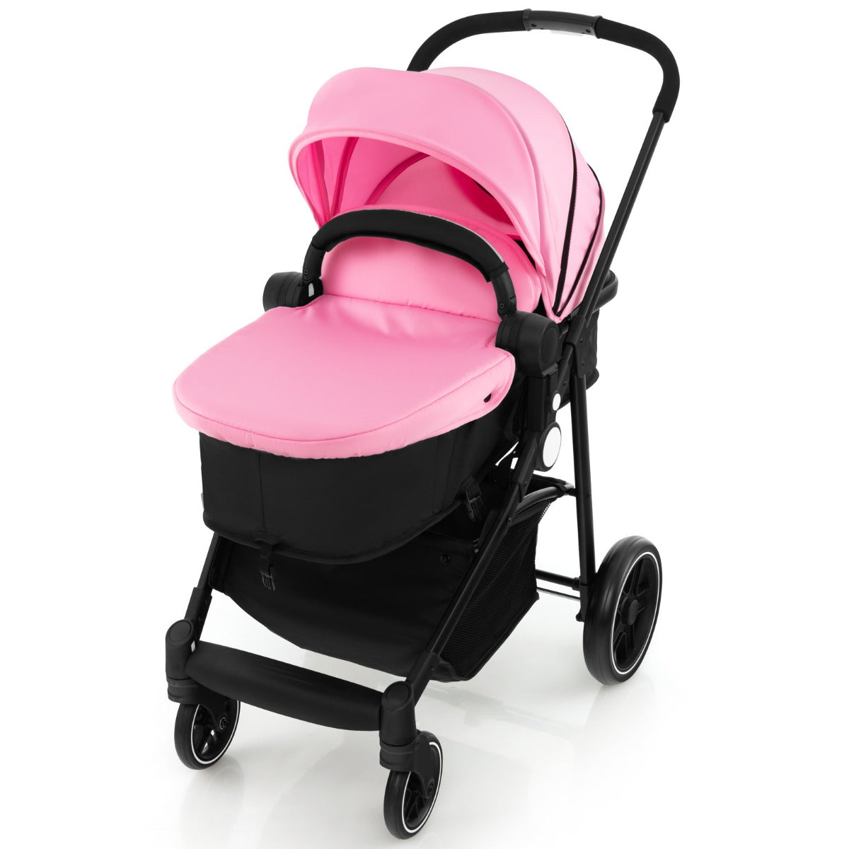 2 in 1 High Landscape Stroller with Reversible Seat and Adjustable Backrest and Canopy-Grey