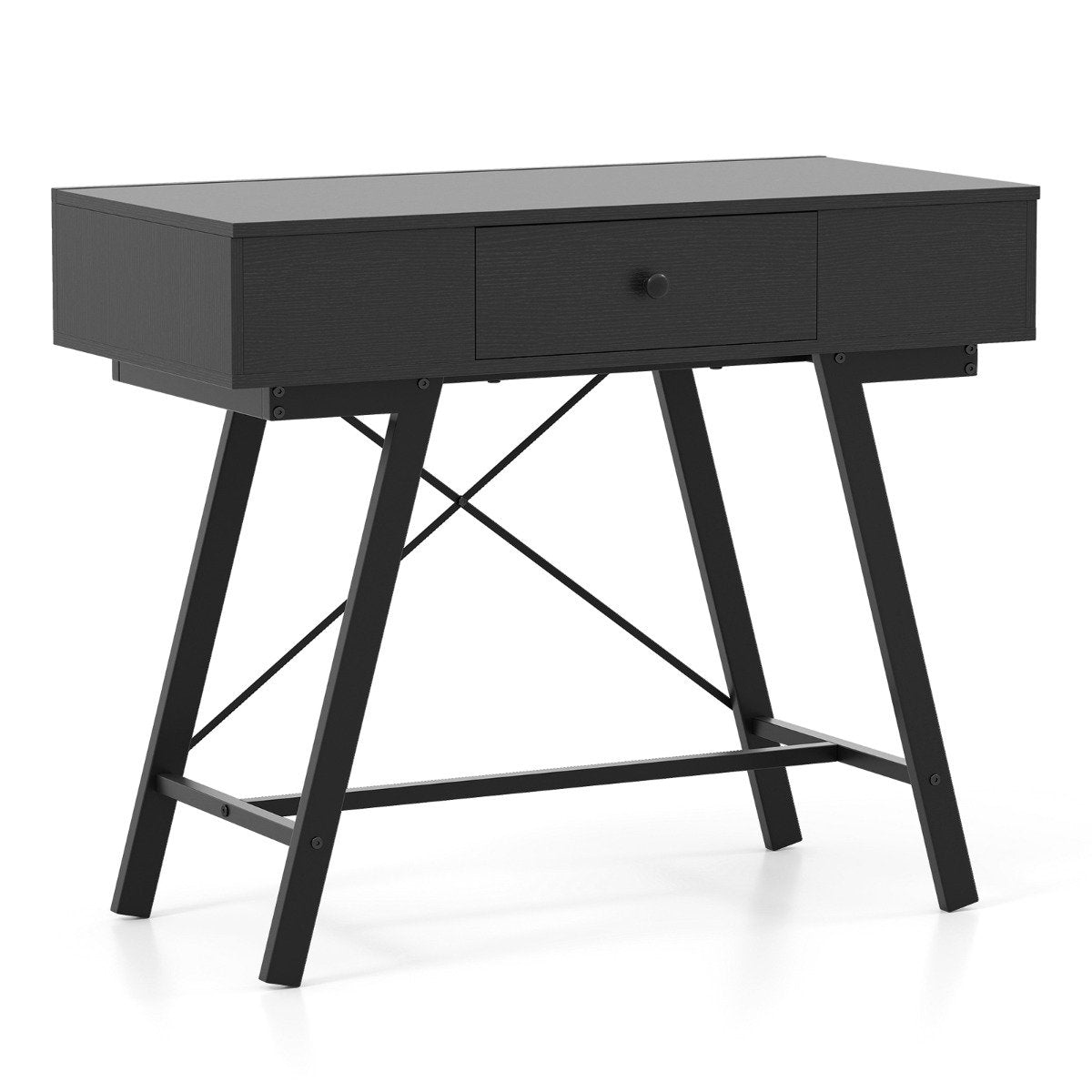 2-in-1 Vanity Desk with Mirror and Charging Station-Black