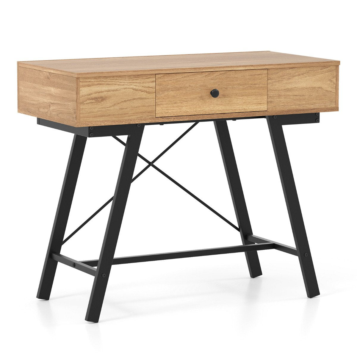 2-in-1 Vanity Desk with Mirror and Charging Station-Black