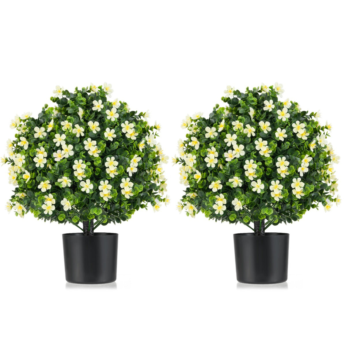2 Pack Artificial Boxwood Topiary Ball Tree Faux Shrub Bushes-Purple
