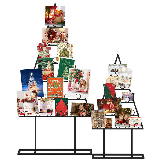 2 Pack Christmas Tree Photo Holder with 36 Round Clips-Black