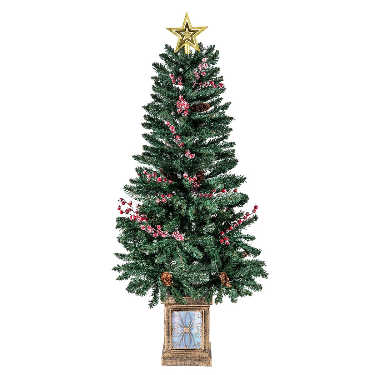 2 Pack Entrances Trees with Garland and Wreath Potted Christmas Tree Set of 4-2 Pack