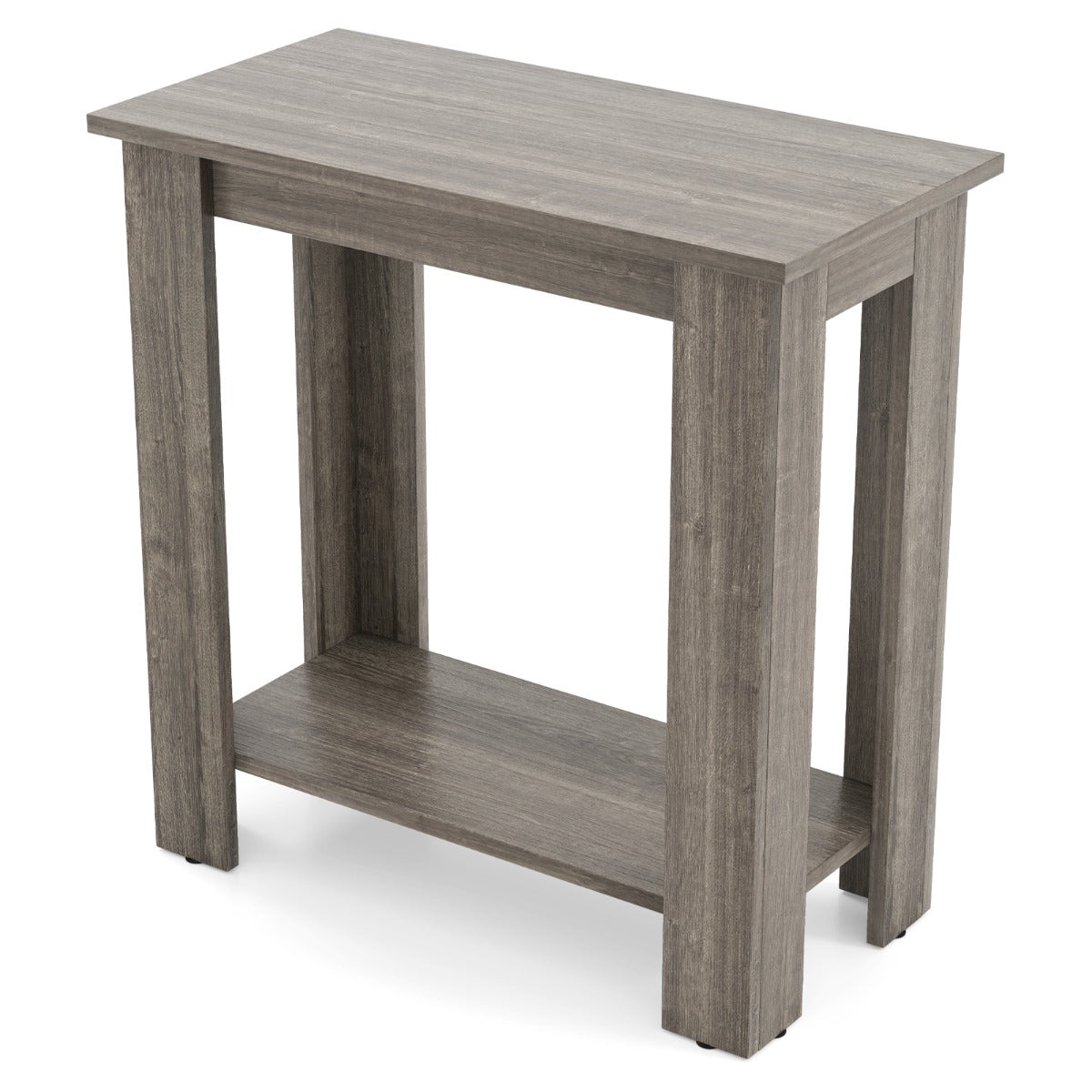2-Tier End Table with Storage Shelf for Small Spaces-White