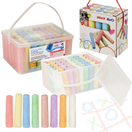 15 or 54 Piece Coloured Chalk Set Pavement Blackboard Children'S Gift Pub in Box