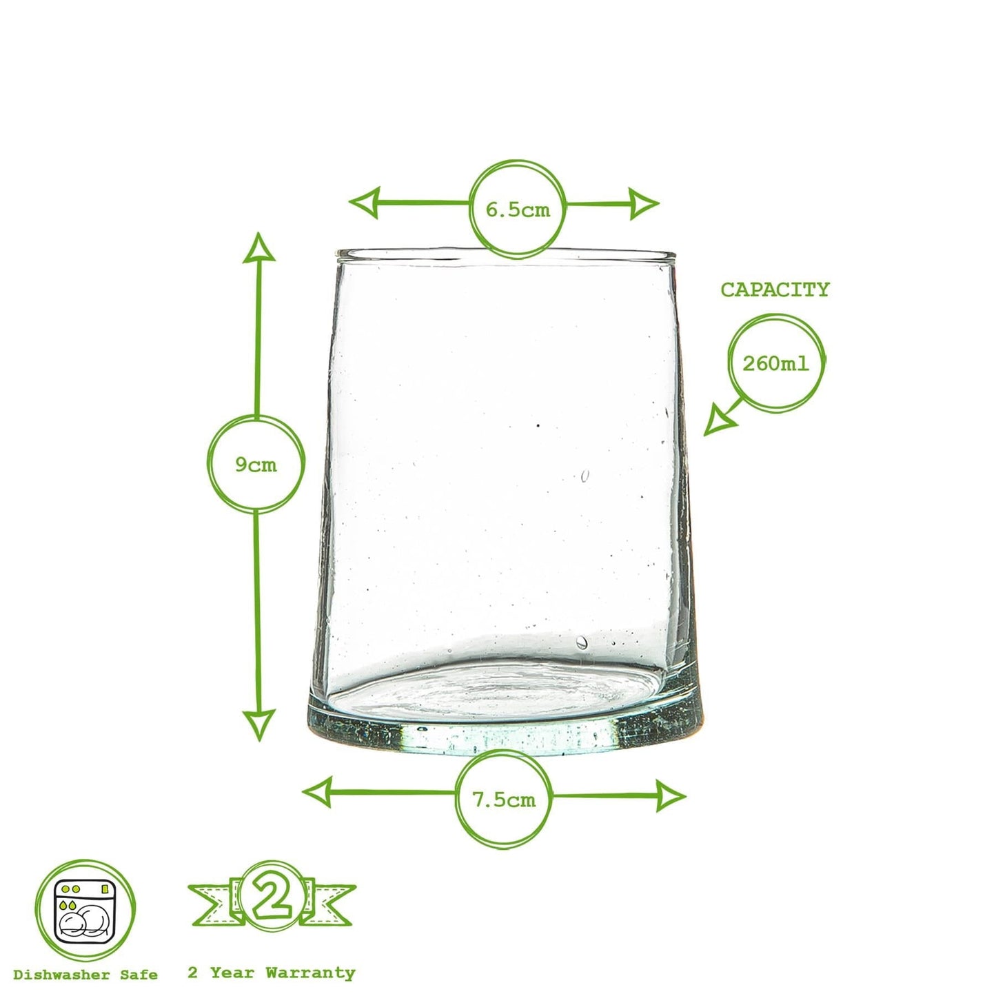 260ml Merzouga Recycled Tumbler Glasses - Pack of Six