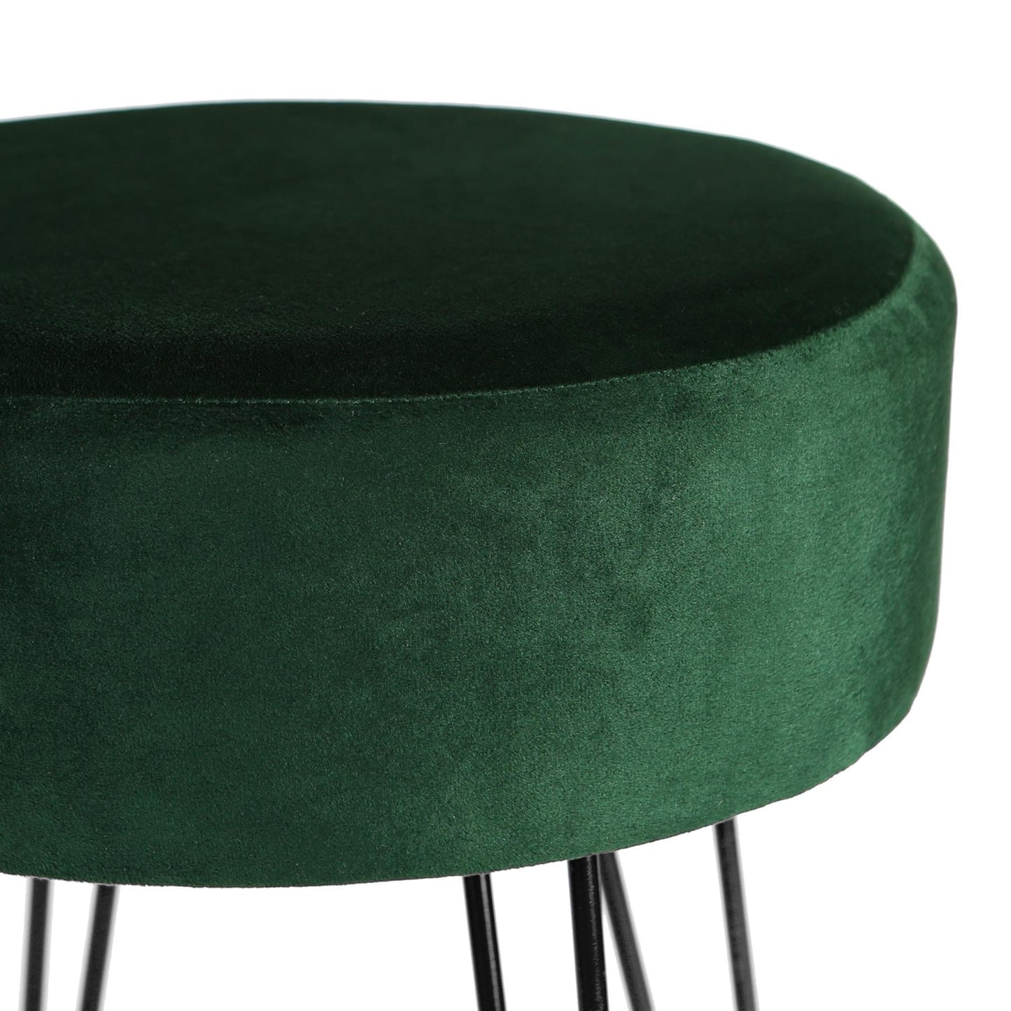 Green Round Velvet Footstool