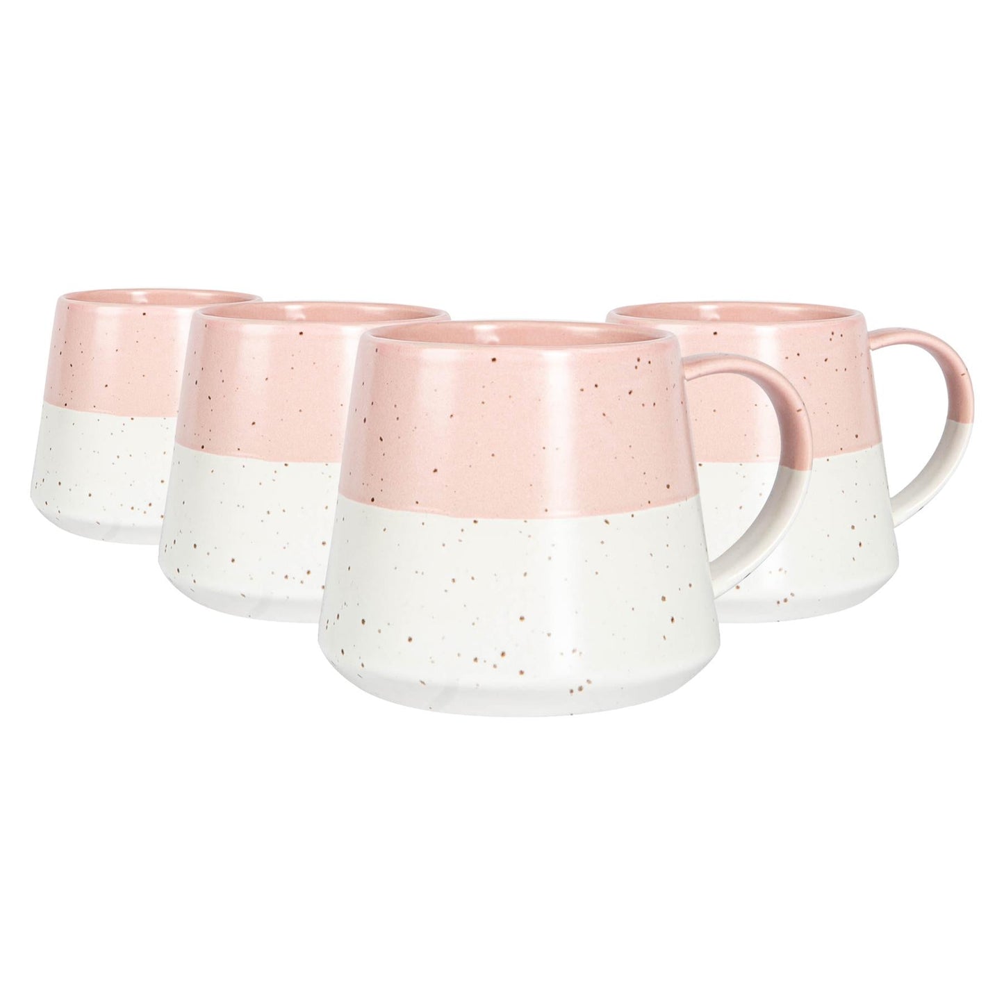 370ml Pink Colour Block Flecked Stoneware Belly Mugs - Pack of Four