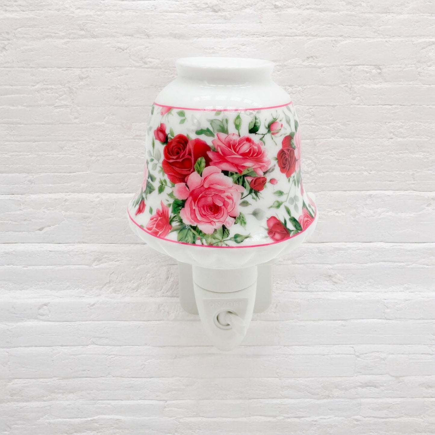 8 INCH FLORAL LED NIGHTLIGHT  RED AND PINK TRADITIONAL DESIGN