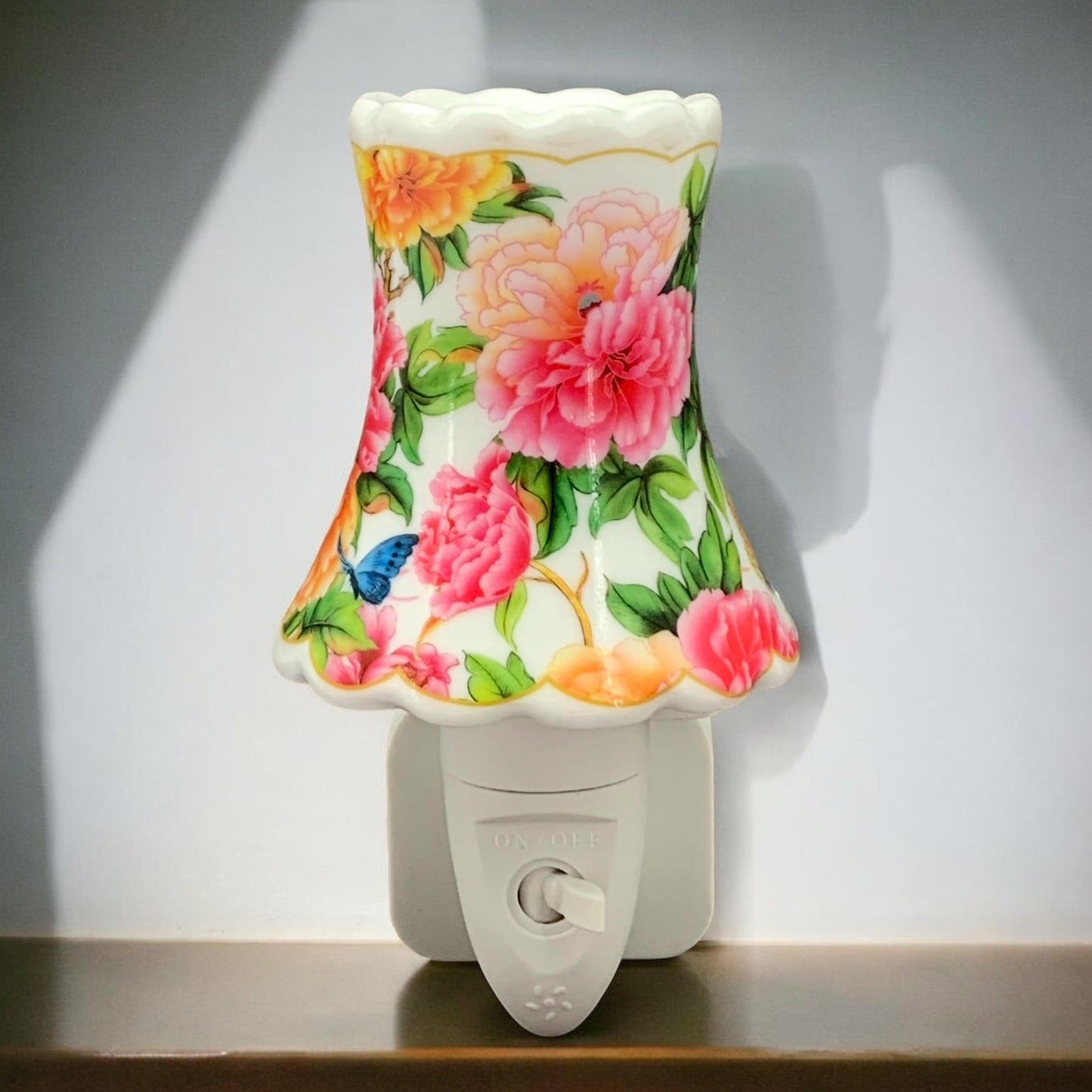 8 INCH FLORAL LED NIGHTLIGHT ORANGE AND PINK