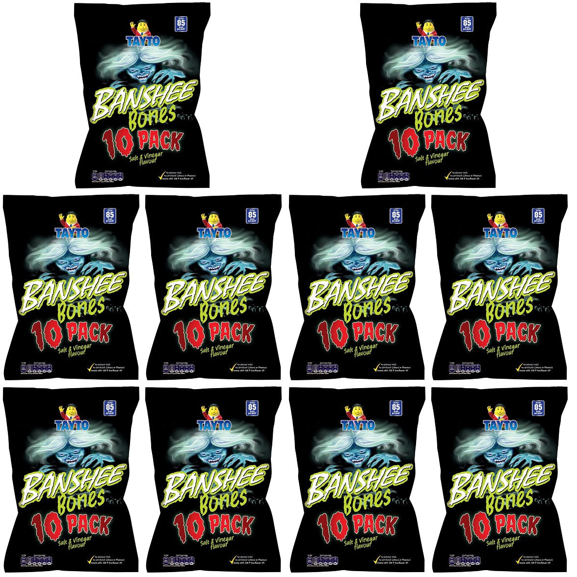 10 x Tayto Banshee Bones Salt & Vinegar Flavour 10 X 17G