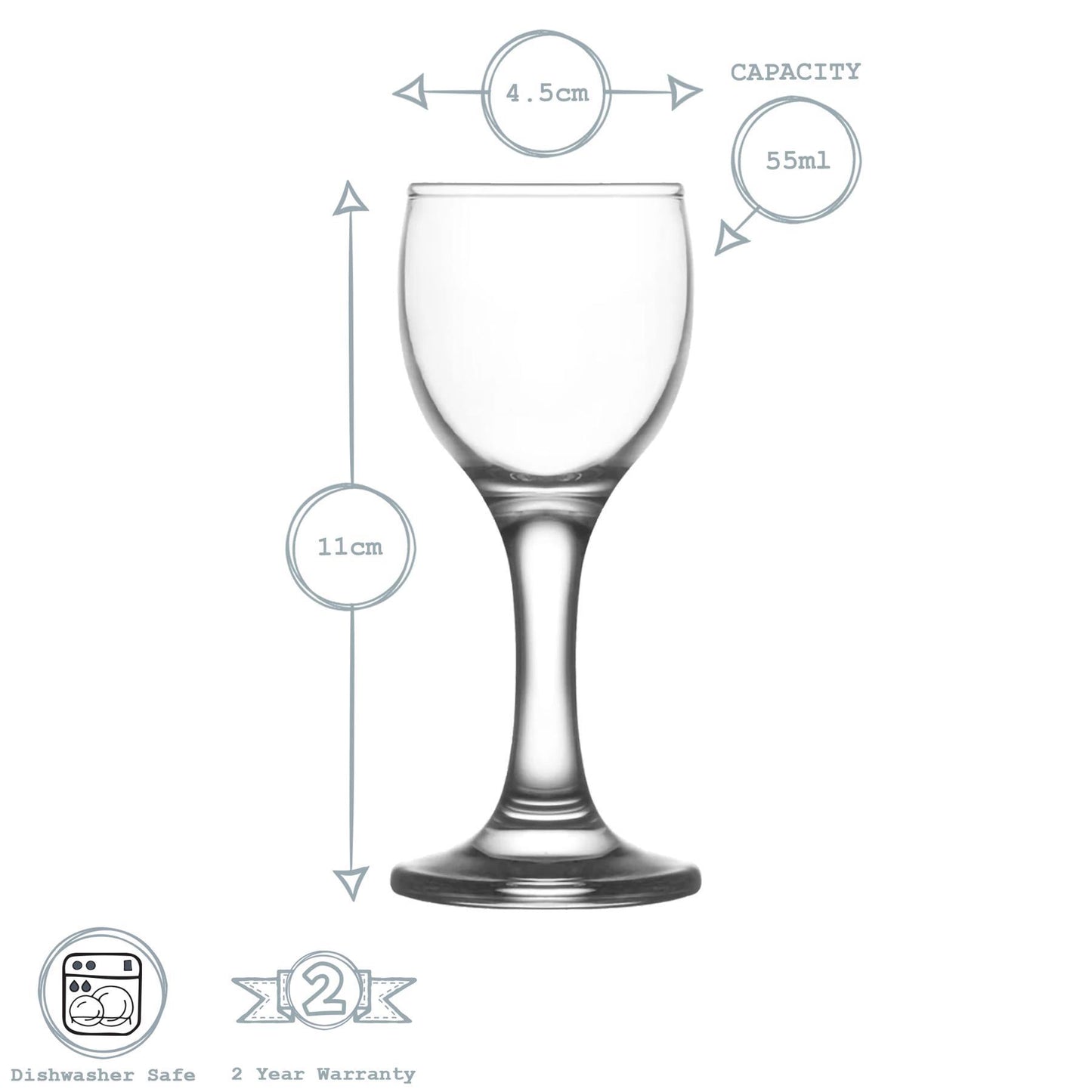55ml Misket Sherry Glasses - Pack of Six