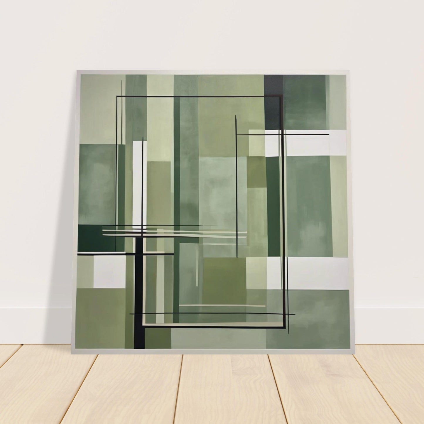 Sage Green Abstract Wall Art Print – Minimalist Geometric Poster, Modern Neutral Scandinavian Living Room Decor