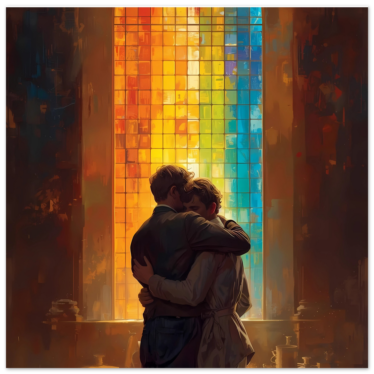Rainbow Window Poster – Love and Unity Art Print - Vibrant Wall Decor