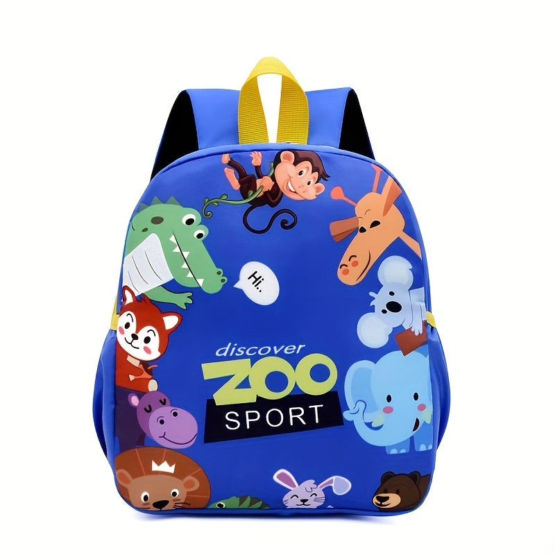 Stylish Cartoon Design Youngsters' Backpack with Adjustable Straps, Spacious Interior & Side Pockets - Durable Nylon Material for Boys & Girls