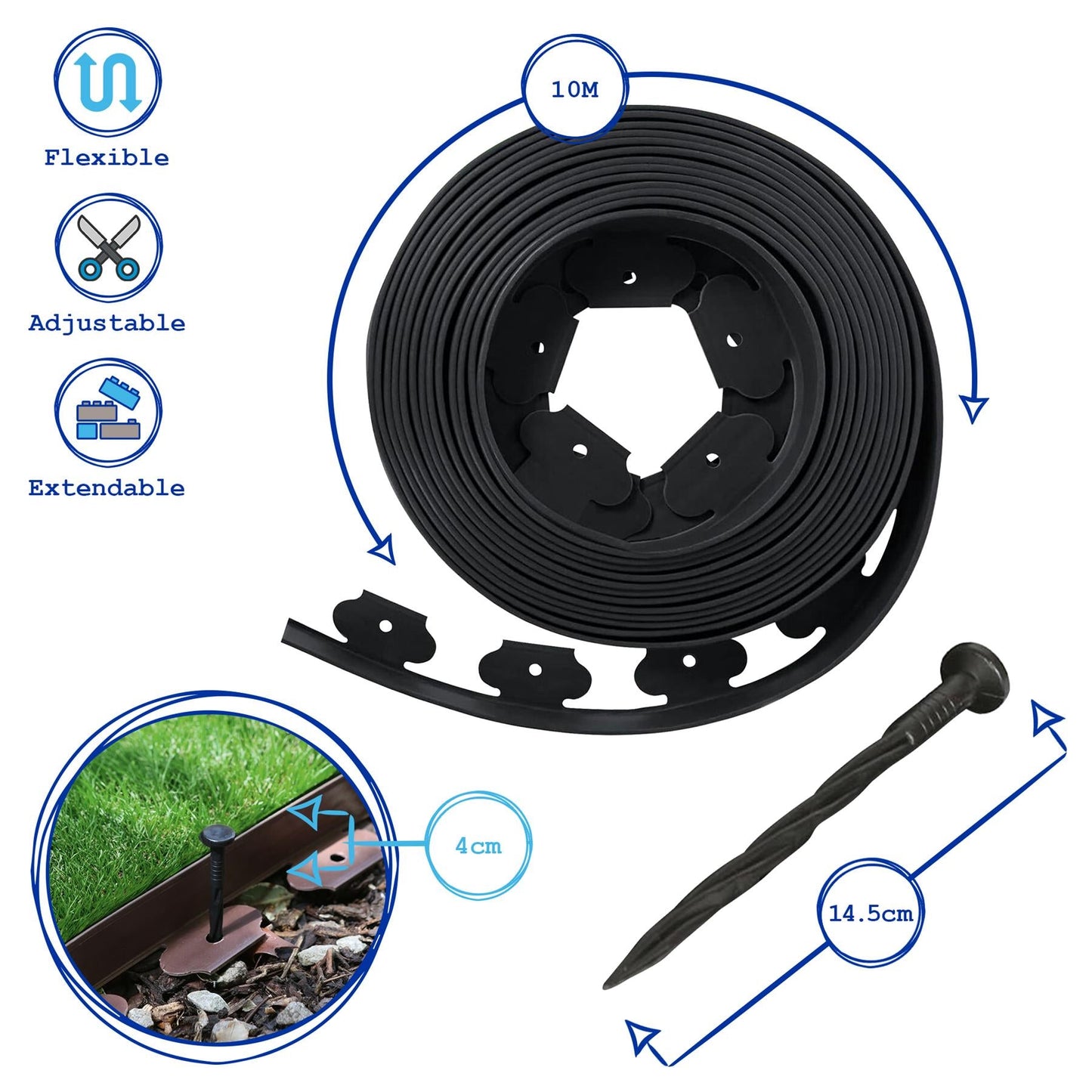 Flexible Plastic Lawn & Path Edging