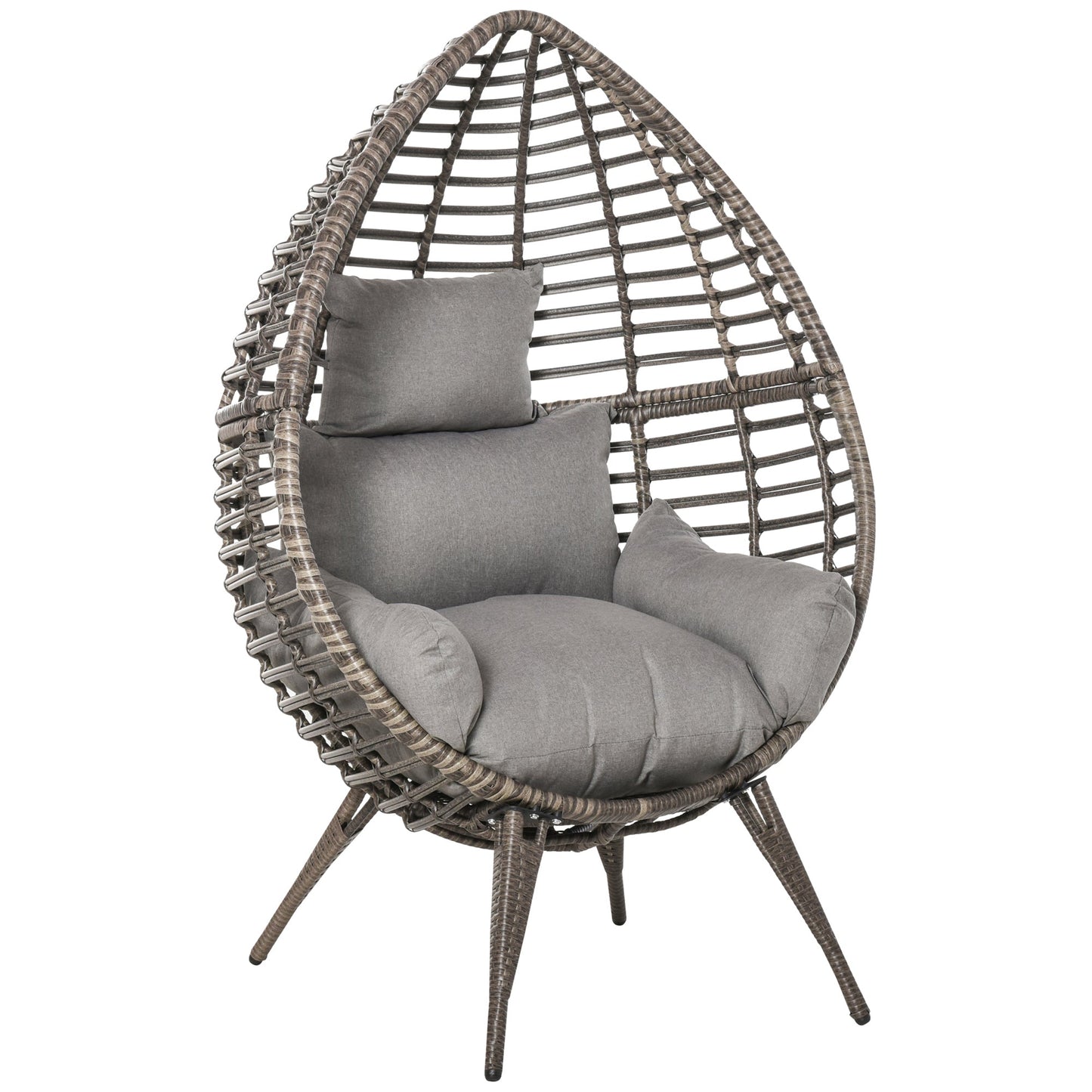 Outdoor Indoor Rattan Egg Chair Wicker Weave Teardrop Chair with Cushion