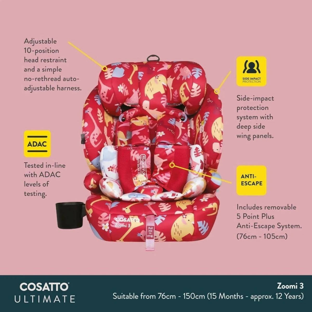 Cosatto Zoomi 3 i-Size Car Seat - Dino Delite
