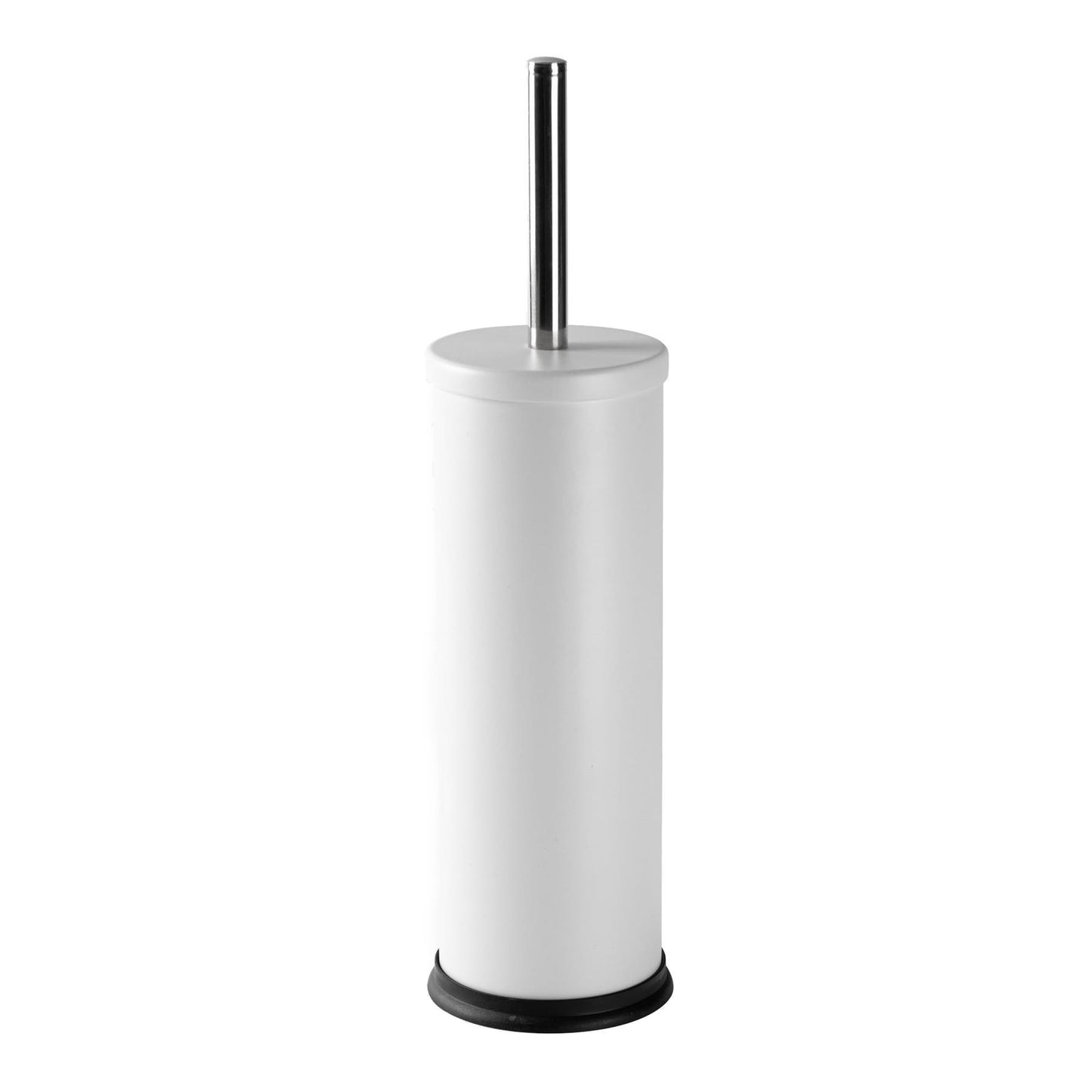Matt White Round Stainless Steel Toilet Brush & Holder