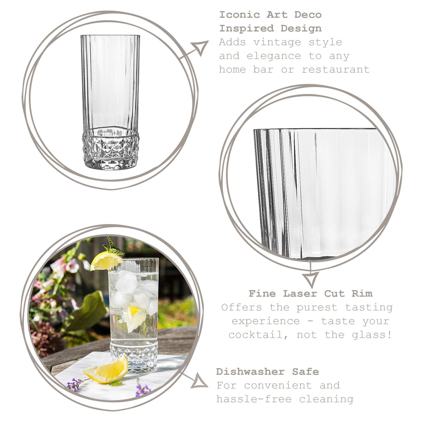 400ml America '20s Highball Glasses - Pack of Six