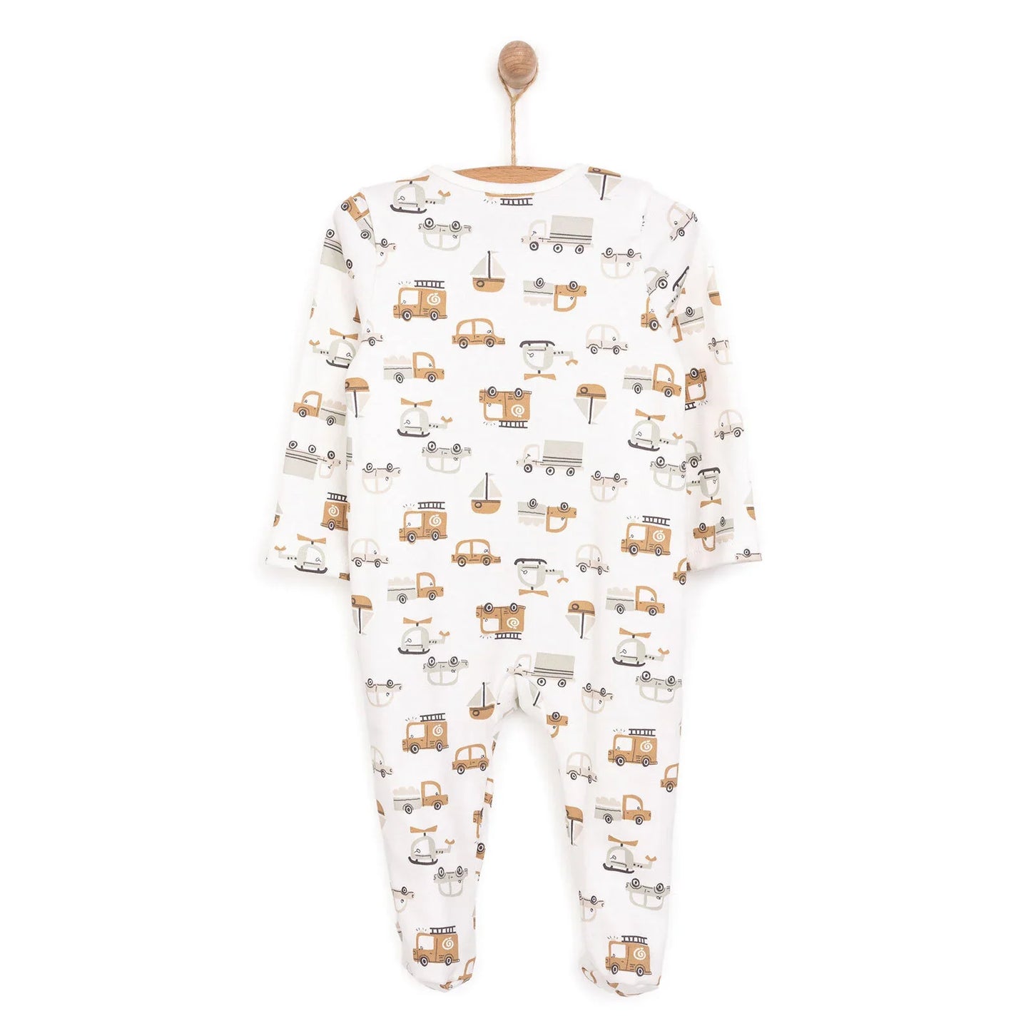 HelloBaby Newborn Footed Romper B - Ecru