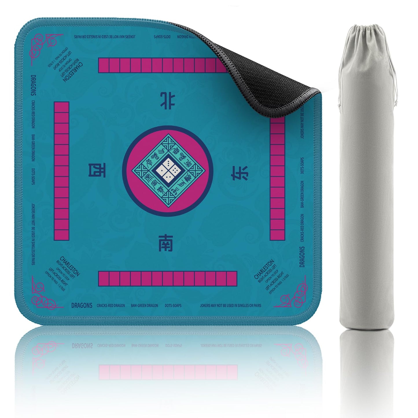 2F22E Mahjong Mat – Non-Slip, Noise-Reducing 32.4x32.4 Inch Surface (Blue-2)